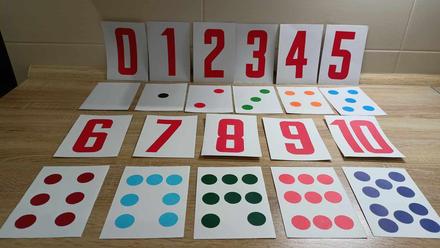Školské pomôcky na matematiku, čísla a bodky,