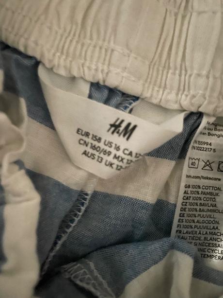 Kraťasy pruhy 12 rokov, h&m,158