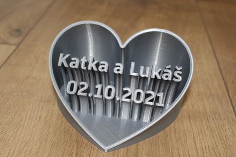 3d tabuľka srdce - svadba, 