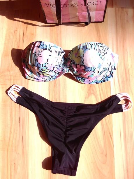 Victoria's secret cierne + kvetovane bikini, victoria's secret,l