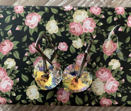 Náušnice srdiečka swarovski striebro, swarovski