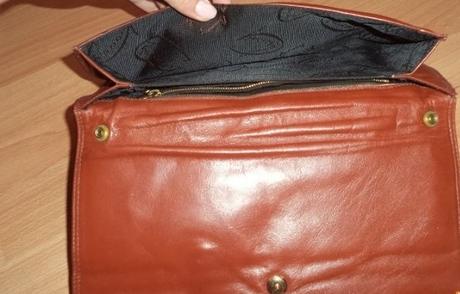 Krásna vintage hnedá listová kabelka z pravej kože, 