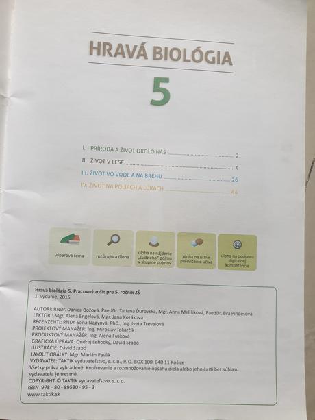 Biologia, slov . jazyk , literatura pre 5 ročnik,