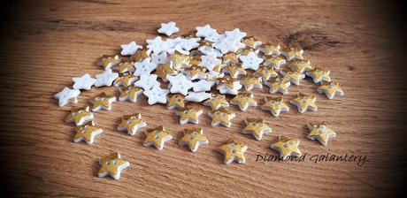 Plastový gombík 12 mm - hviezdička zlato biela, 