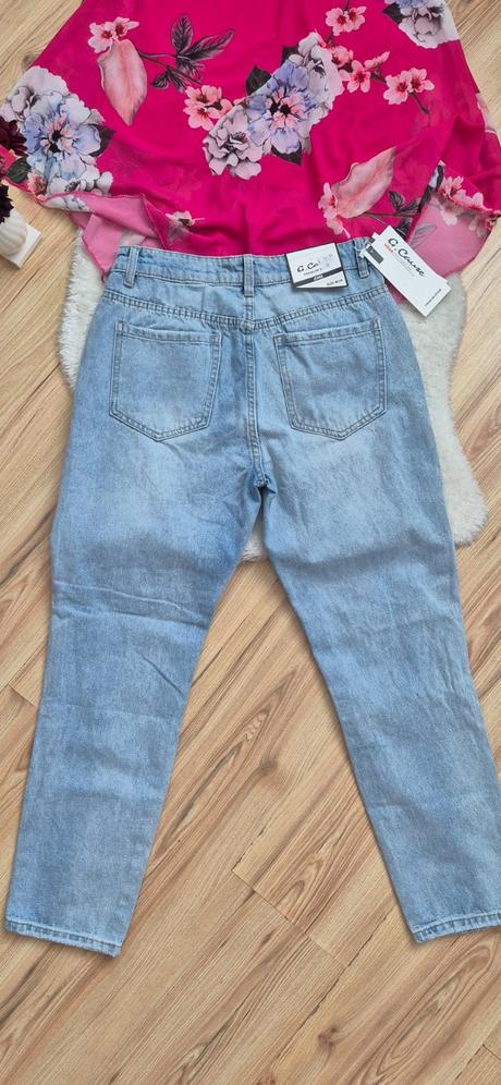 Set blúzka/top a džínsy +perličková čelenka grátis, m