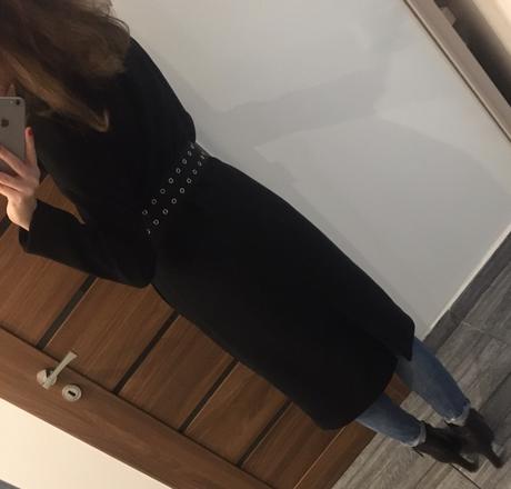 Čierny kabát s opaskom, reserved,34