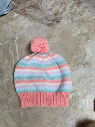 Ružová pásikavá čiapka 110/128, h&m,110