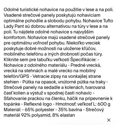 Nohavice bergans "m", m