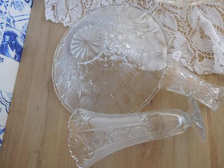 Brúsené sklo, misa váza vázička, 