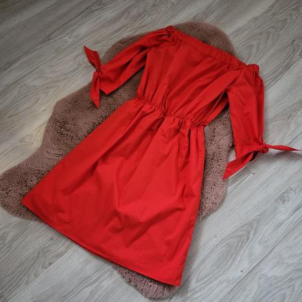 34 červené saty, h&m,34