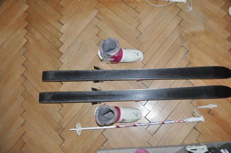 Lyže 120 + lyžiarky, 120-129 cm