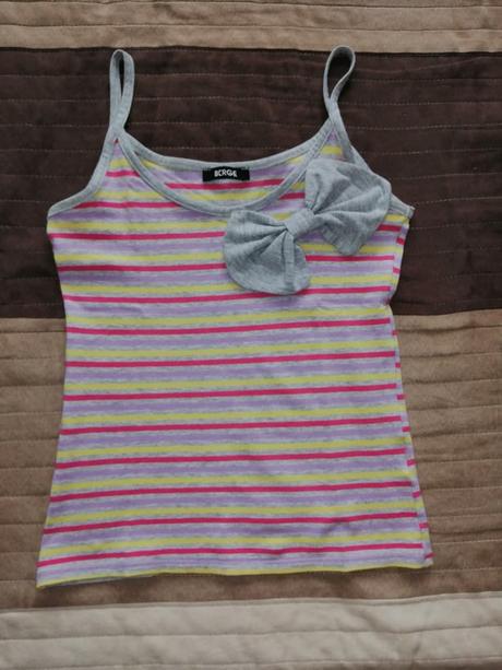 Pásikavé tričko s mašličkou uni, 152