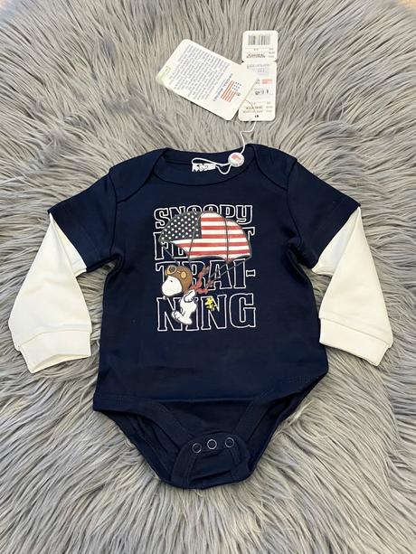 Chlapčenské body s potlačou snoopy (3-6 mes.), original marines,62