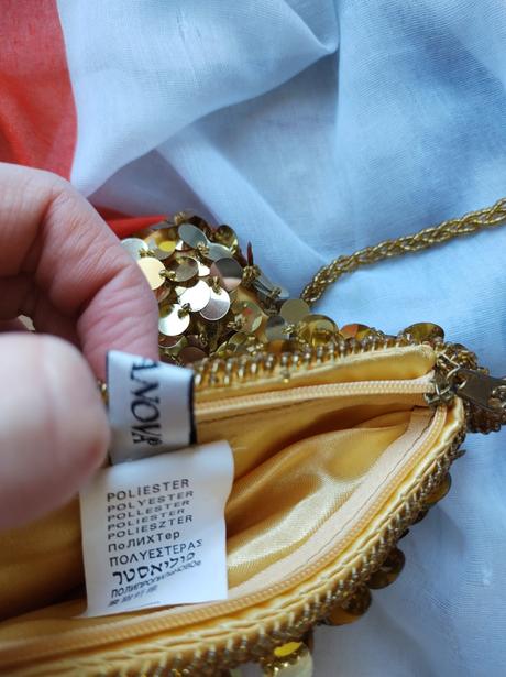 Zlatá flitrová mini kabelka, terranova