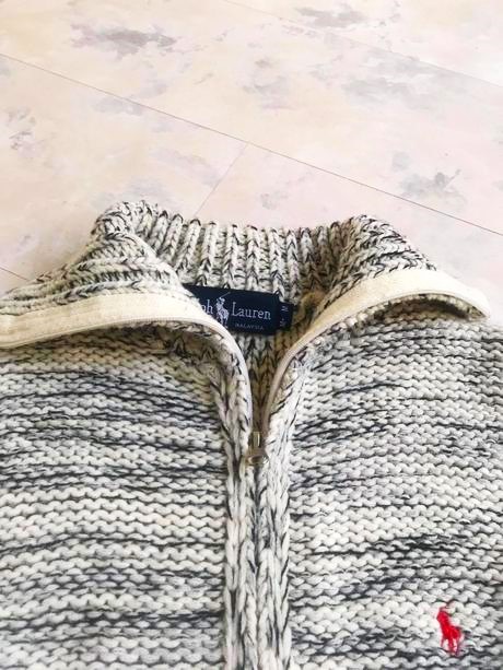 Vlnený sveter na zips polo od rl, ralph lauren,s