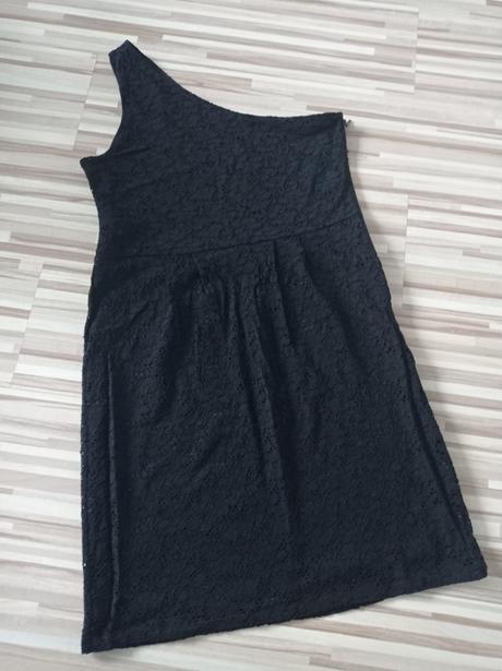 Čierne čipkované šaty cez jedno rameno, zn.promod, promod,xl