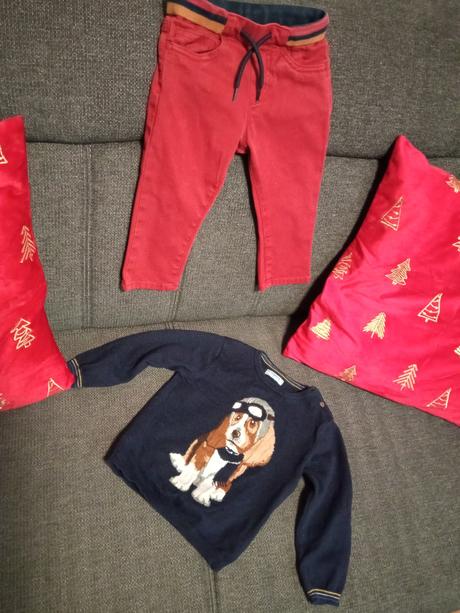 Pletený mayoral sveter pes bígl a mayoral nohavice, mayoral,86