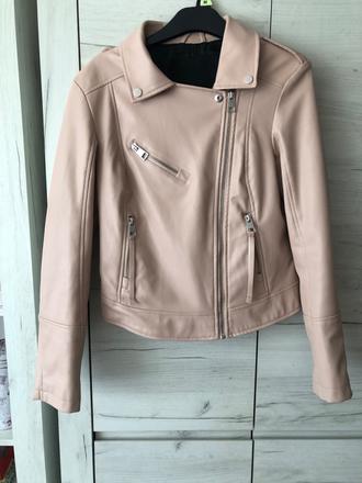 Ružová koženková bunda, s