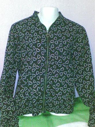 Prechodná bundička so srdiečkovým vzorom, denim,l