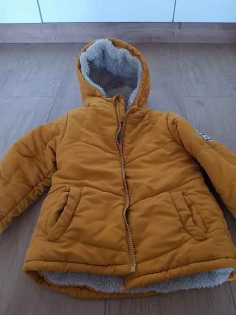 Horčicová bunda zimná podšitá kožušinkou, pepco,98