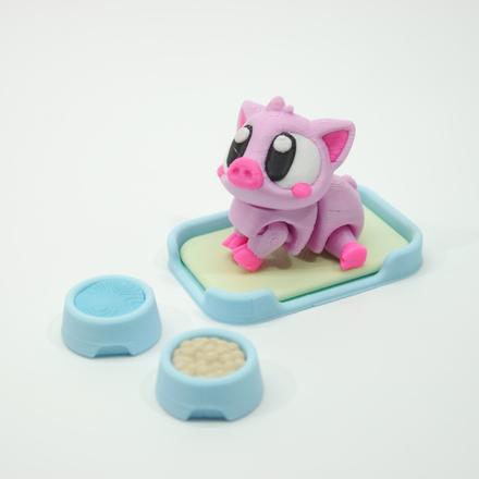 Vreckáčik prasiatko+postieľka,miska s vodou,jedlom, 