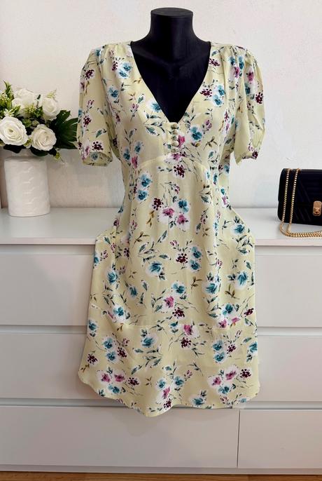 Mango viskózové kvetinové šaty romantický štýl, mango,l