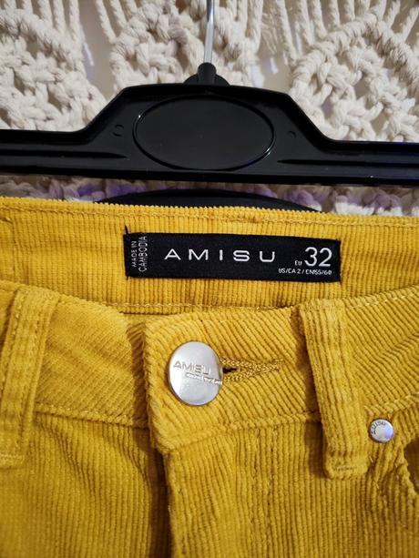 Horčicové nohavice amisu, amisu,xs