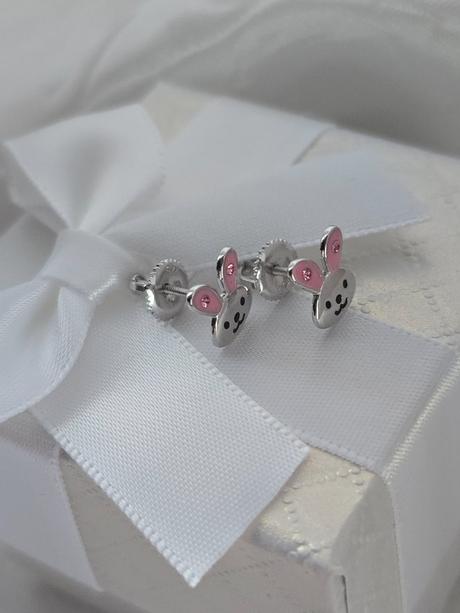 Strieborné náušnice zajačik, 