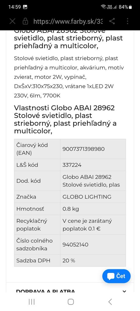 Stolove obrázkové svietidlo, 