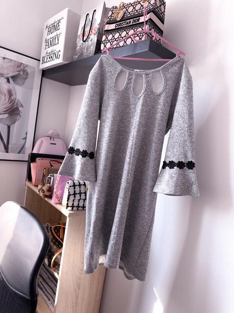 Šedé šaty, new look,l