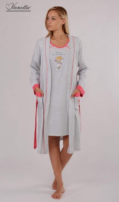 Materský komplet župan s nočnou košeľou na kojenie, vienetta secret,l - xxxl