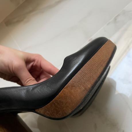 Zara čierne lodičky na platforme s dreveným podpät, zara,38