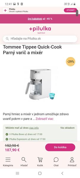 Parný mixér Tomme Tippee - chyba E1