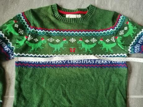 Zelený vianočný dino sveter ham, v134-140,8-10r, h&m,134