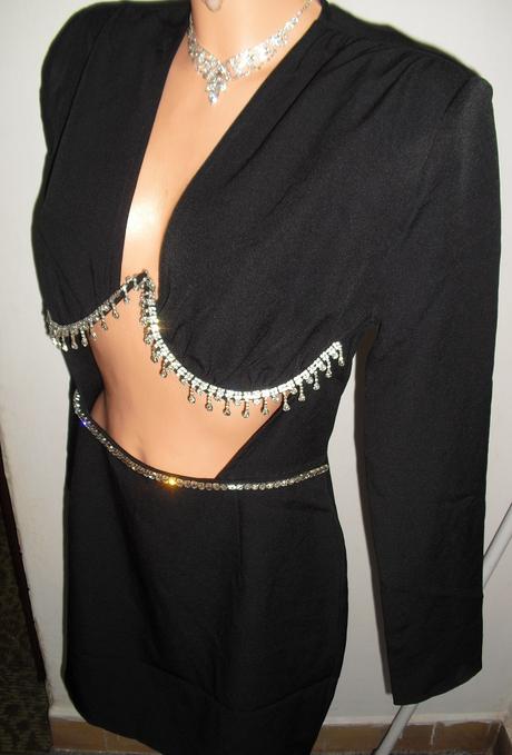 Luxusne francuzske spolocenske saty s kristalmi, m