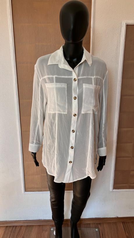 Dámska biela priesvitná blúzka bershka (26), bershka,s