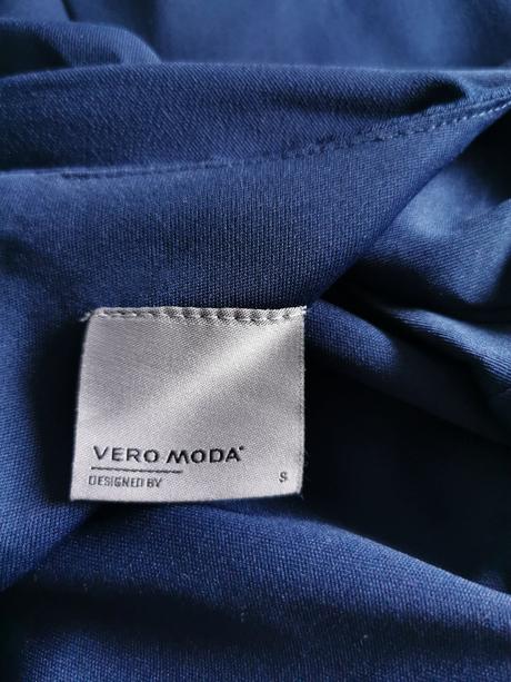 Modré asymetrické šaty s vlnou na boku vero moda, vero moda,s