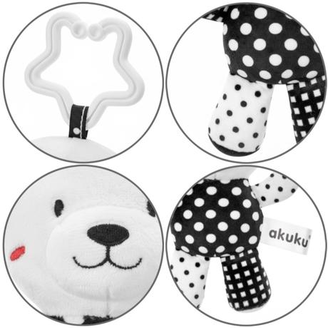 Plyšová hračka s hrkálkou akuku medvedík čiernobie, 