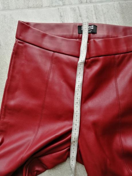 Bordové zateplené kožené nohavice zara,vxs-s, zara,s
