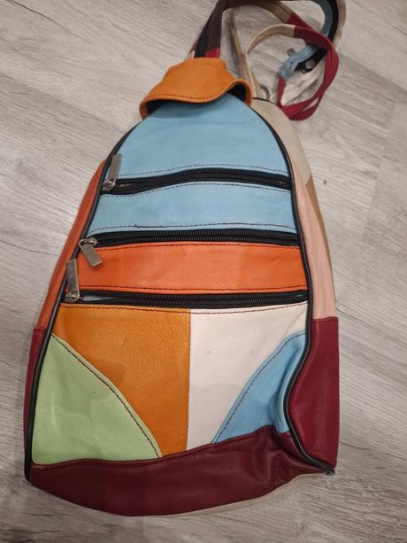 Kožený patchworkový batoh (taška cez rameno),