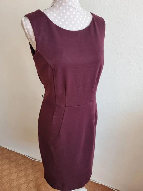 Bordové úpletové biznis šaty 38, f&f,38