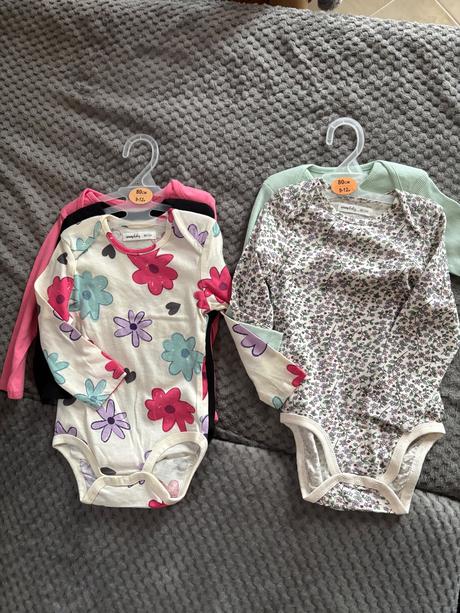 7x nové bavlnené body 80 dievča, sinsay,80