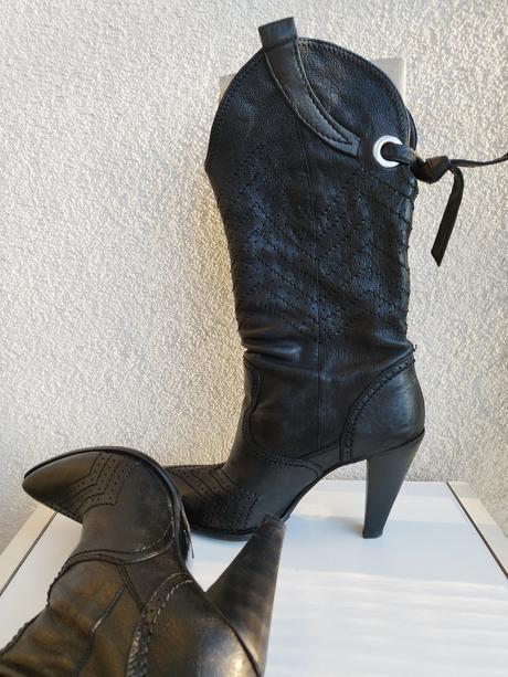 Čižmy čierne kožené, 36