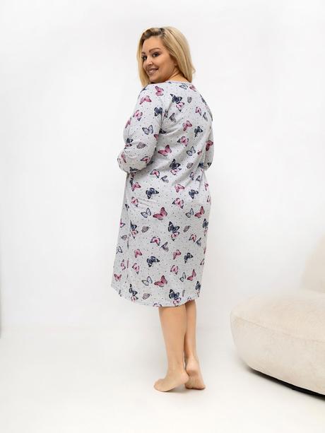 Dámska bavlnená nočná košeľa pre moletky s motýľmi, 4xl / xl / xxl / xxxl