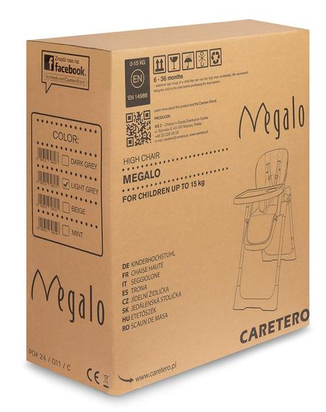 Caretero jedálenská stolička megalo light grey, caretero