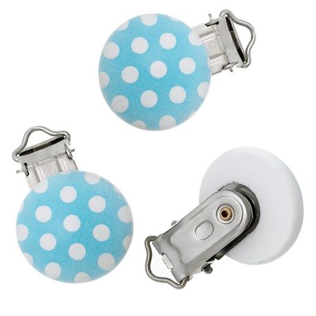 Klip na cumlík bodkovaný modrý,