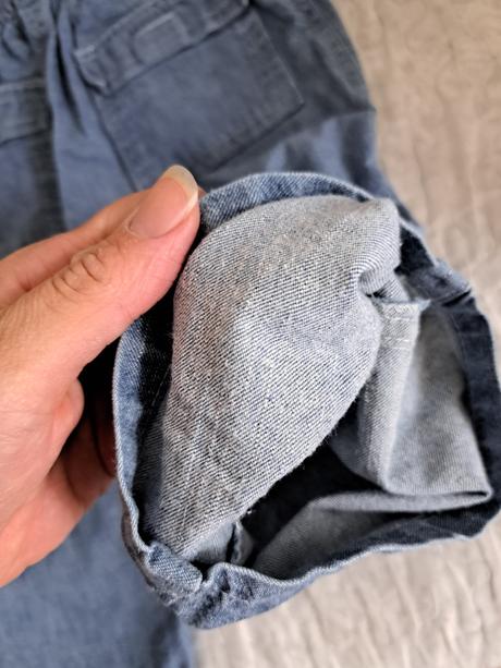 Tenké modré nohavice na traky, 86