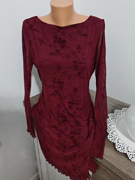 Bordove šaty m/l sadnu, sinsay,l