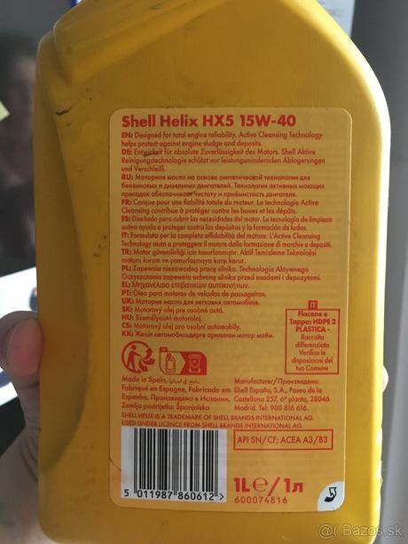 Olej 15w40, 