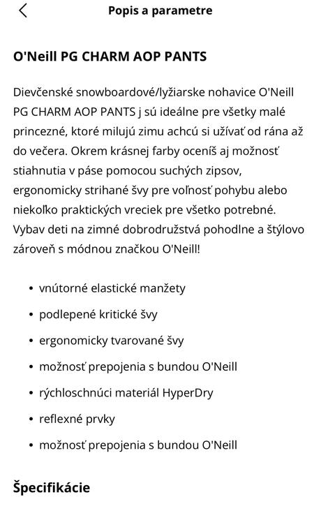 Lyžiarská súprava o'neill v.176 alebo xs/s, o'neill,176